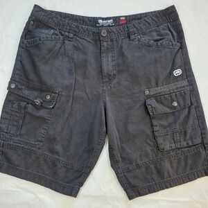 Ecko Unltd Mens Cargo Shorts Black Size 38 Relaxed Fit Utility Pockets